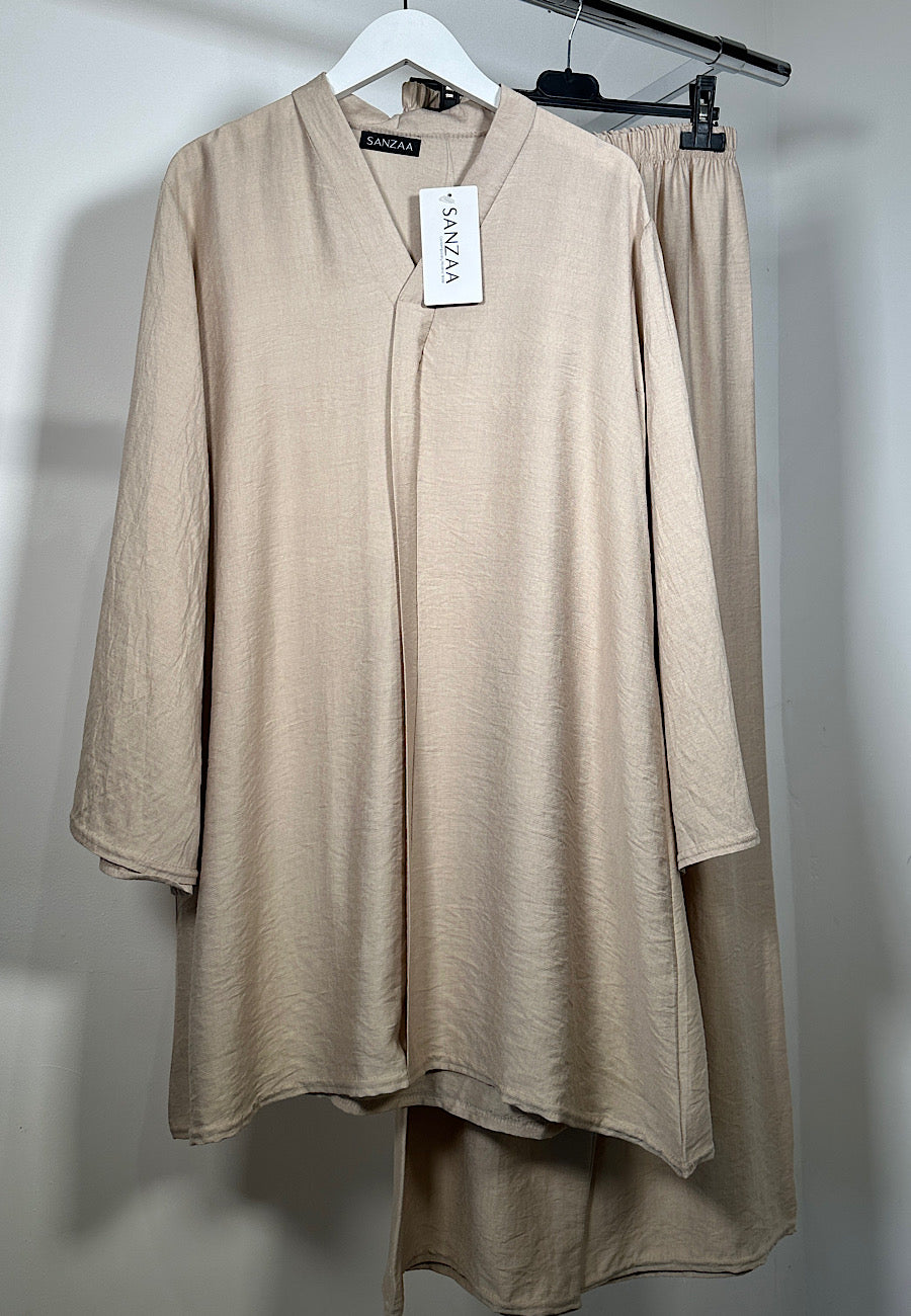 NORA V-neck two piece coord set cream