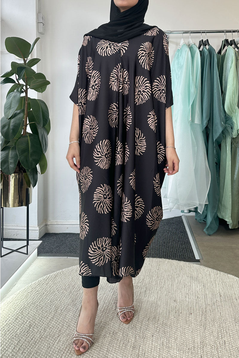 HUUMA PRINTED KAFTAN BLACK