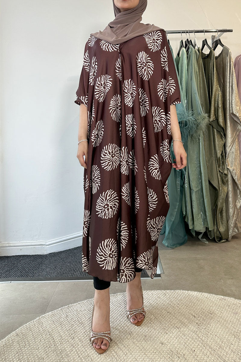 HUUMA PRINTED KAFTAN BROWN