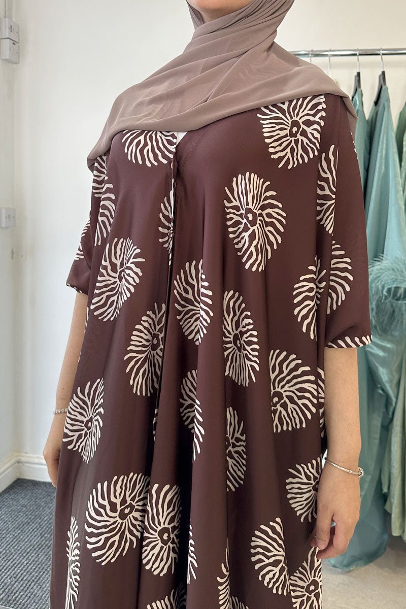 HUUMA PRINTED KAFTAN BROWN