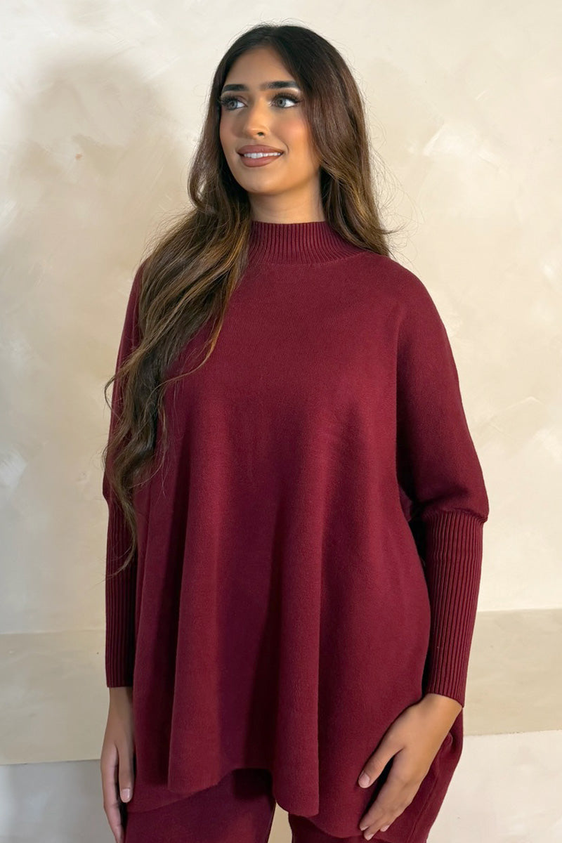 FREYA PONCHO COORD BURGUNDY