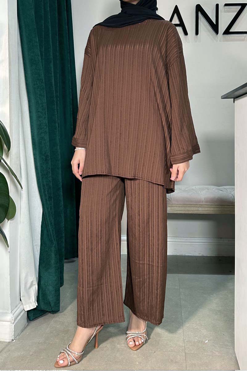 KAYLA TEXTURED COORD CHOCOLATE