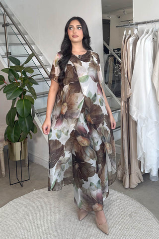 MALIHA PONCHO THREE-PIECE MOCHA