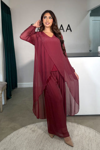 MALIHA PONCHO THREE-PIECE MOCHA