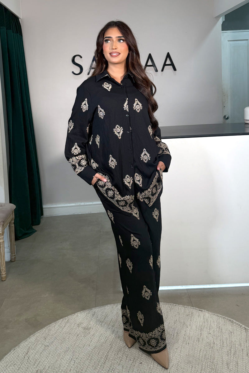 MAYA EMBROIDERY COORD BLACK