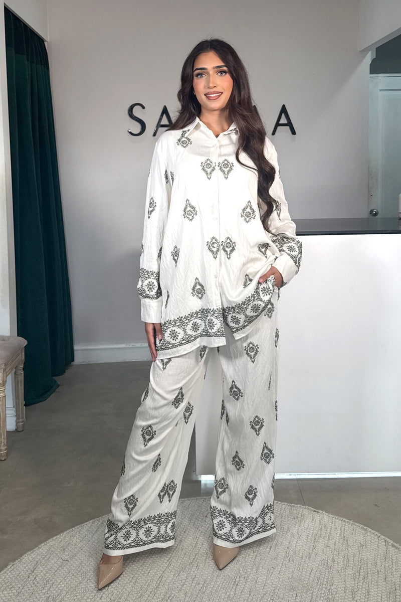 MAYA EMBROIDERY COORD KHAKI