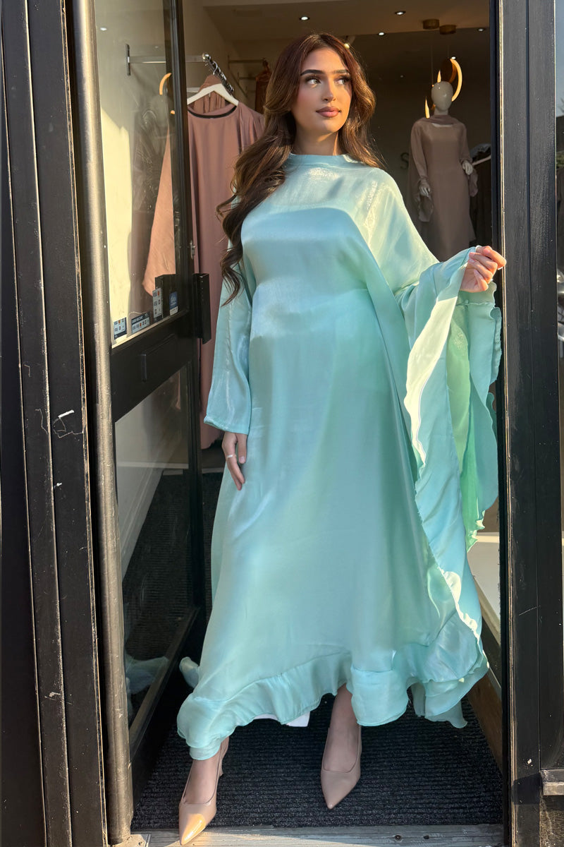 SHIMMMER FRILL KAFTAN MINT