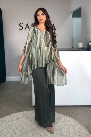 MALIHA PONCHO THREE-PIECE MOCHA