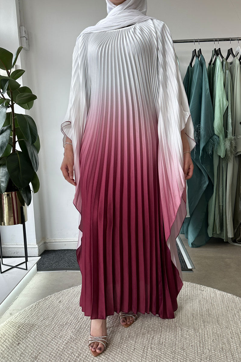OMBRE PLEATED KAFTAN PINK
