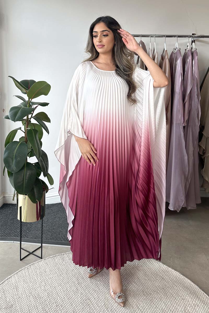 OMBRE PLEATED KAFTAN PINK
