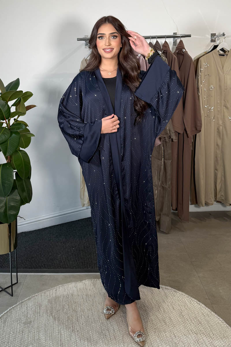 EMRE STUDDED ABAYA NAVY
