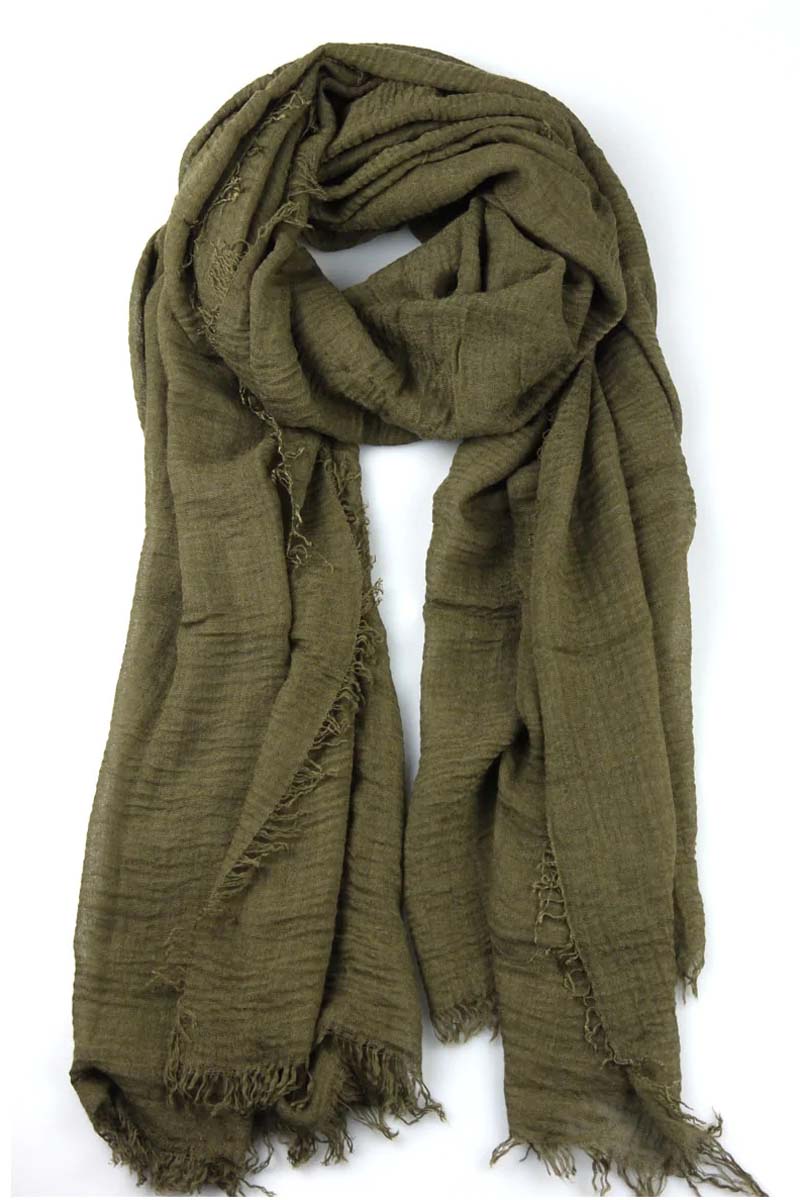 Khaki Crinkle Cotton Hijab