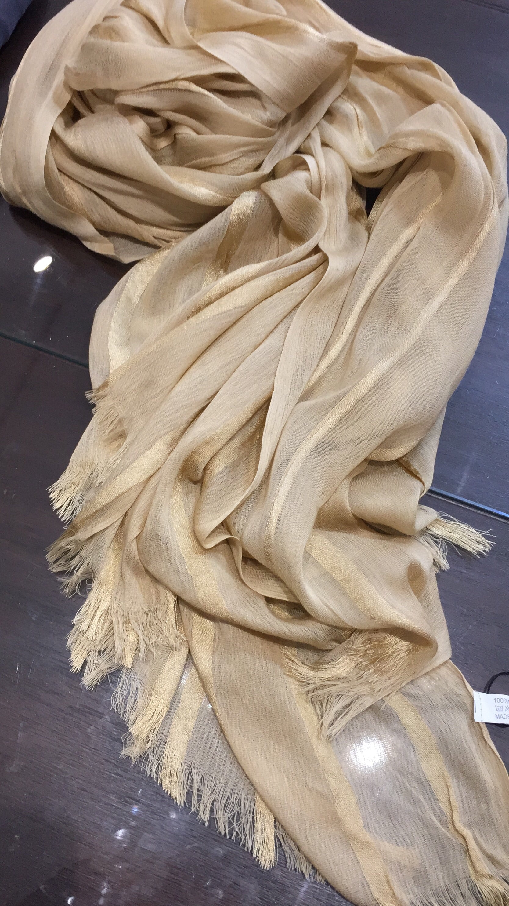 Creamy Beige Hijab with stripe detail