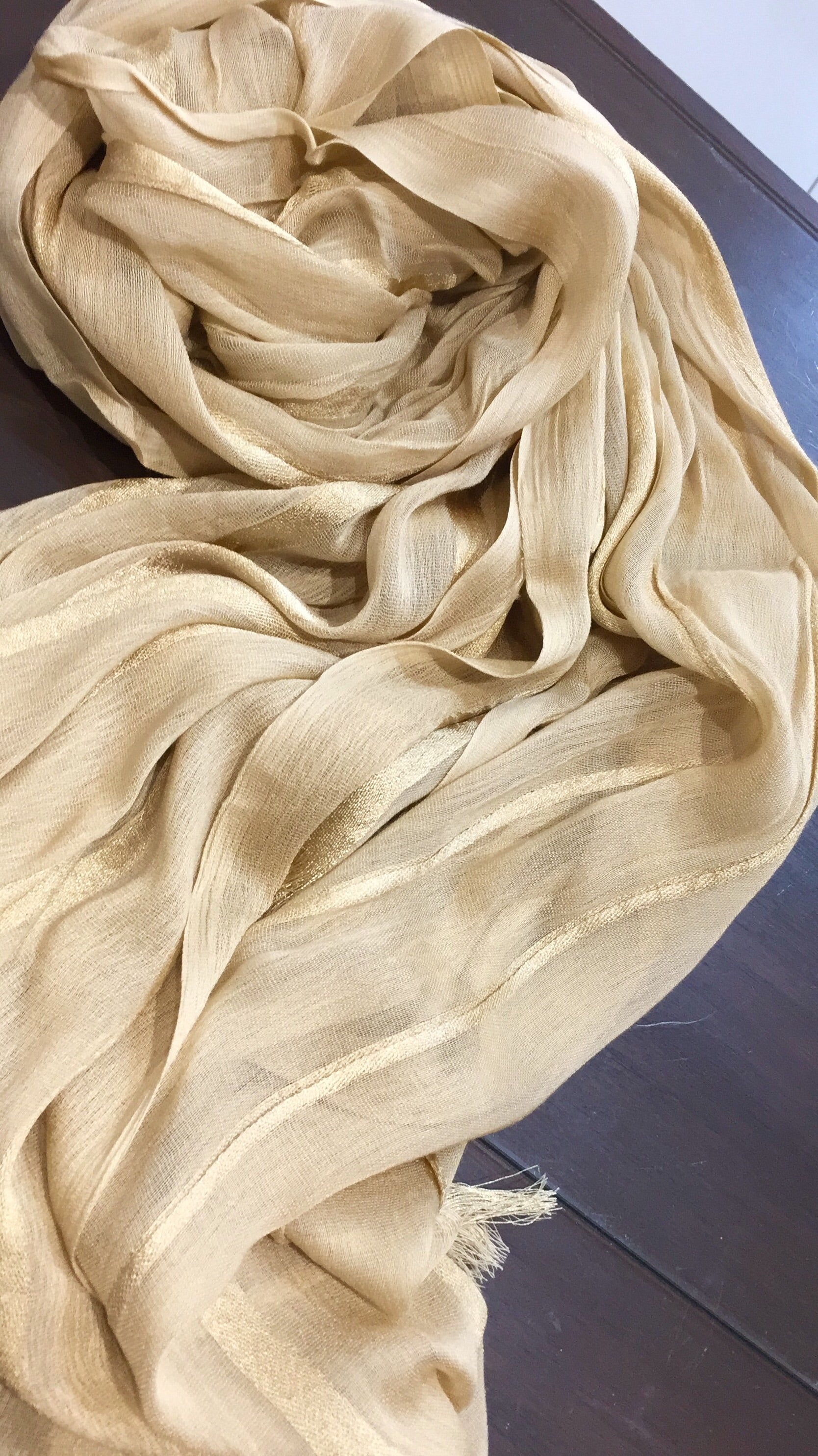 Creamy Beige Hijab with stripe detail