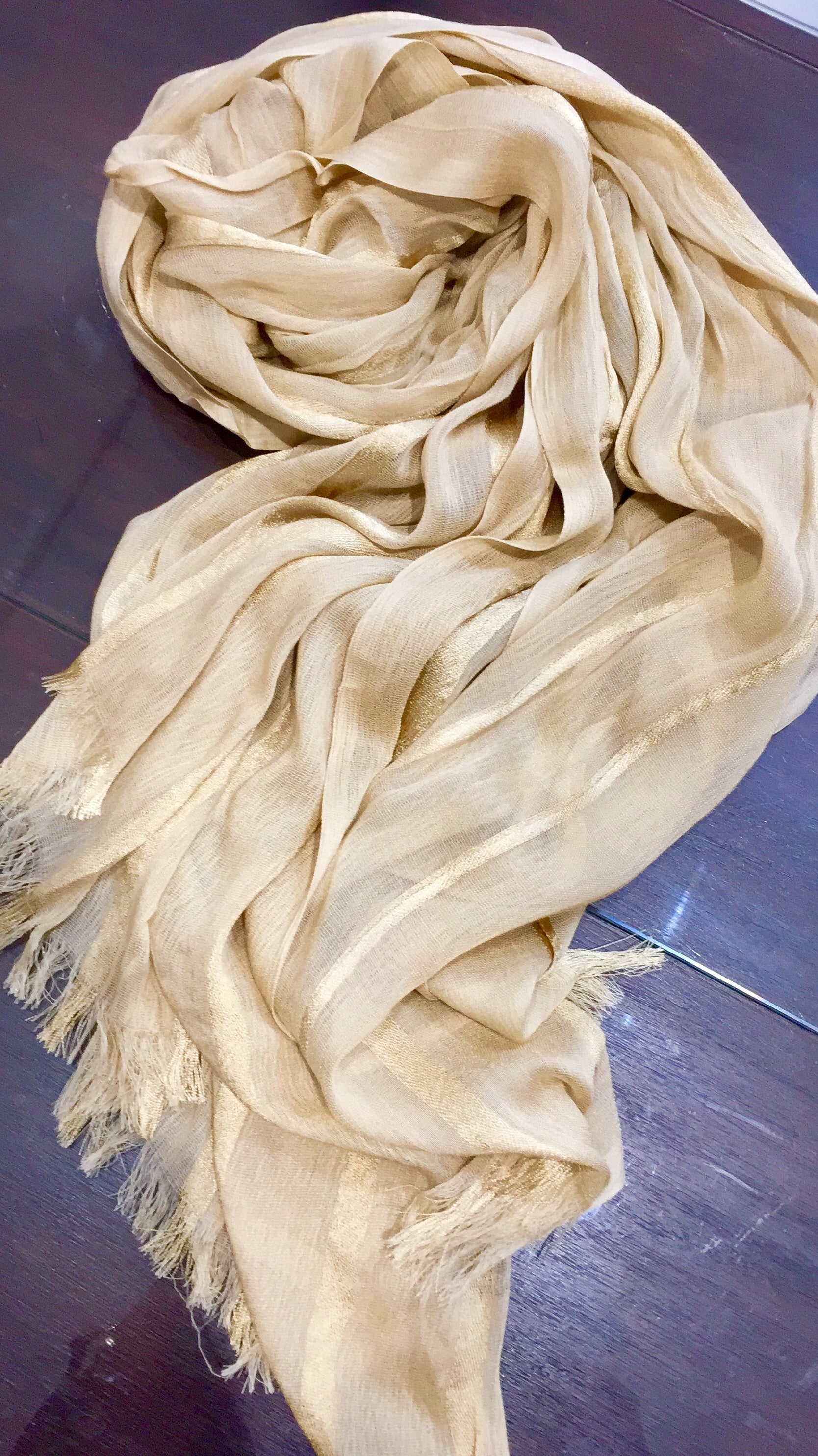 Creamy Beige Hijab with stripe detail