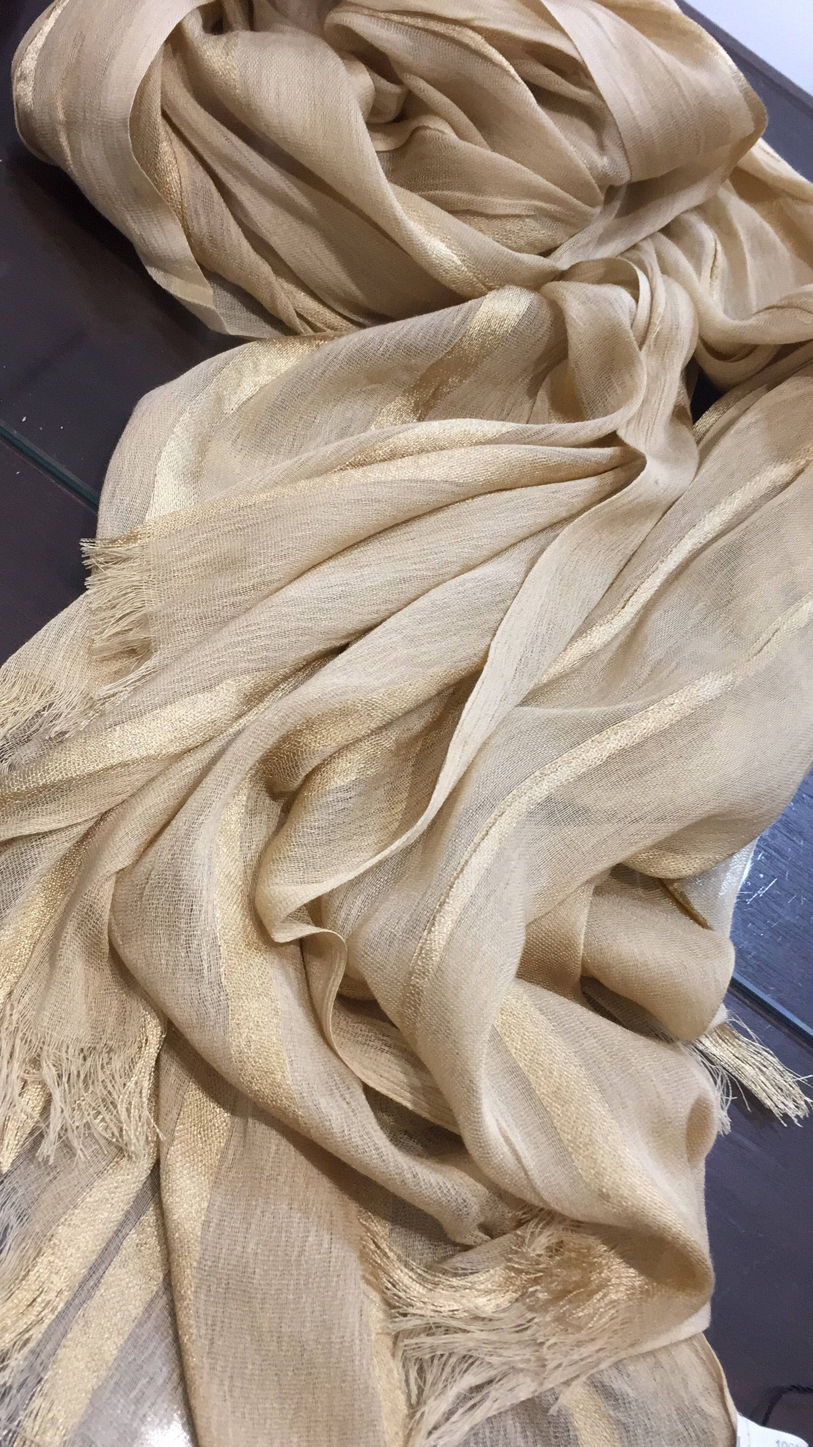 Creamy Beige Hijab with stripe detail