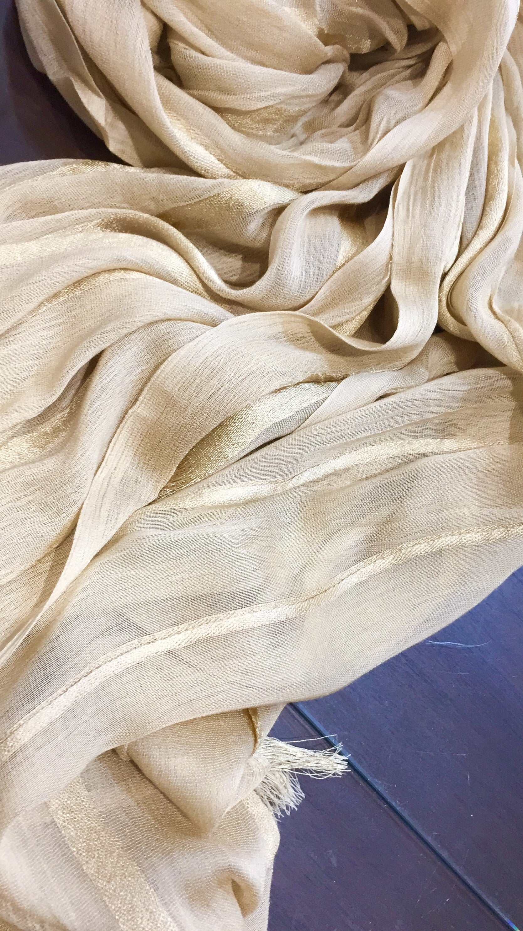 Creamy Beige Hijab with stripe detail