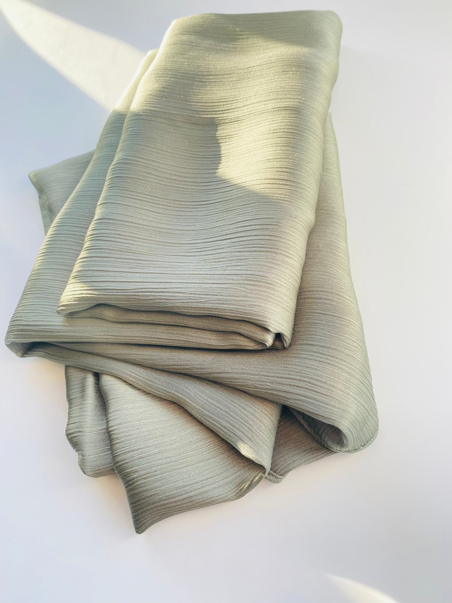 Crinkle Silk-Satin Touch Hijab | Sage Green