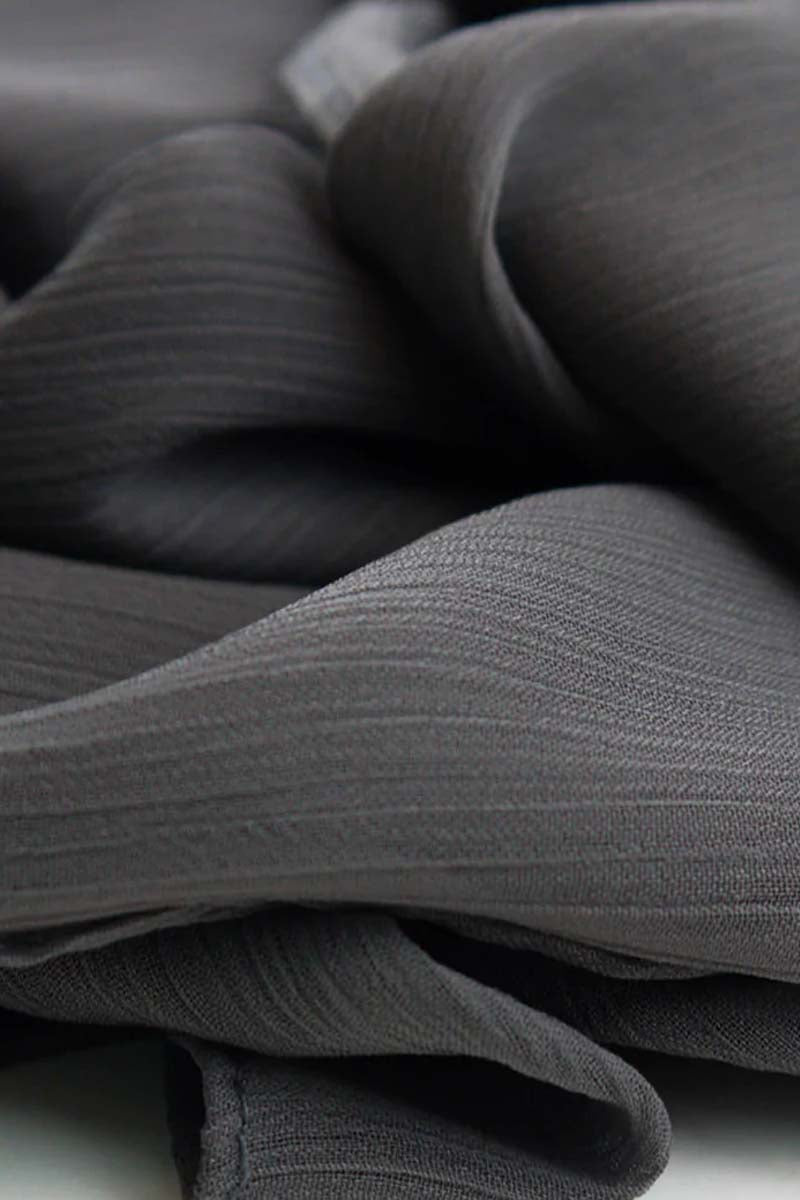 Steel Grey Lightweight Crinkle Chiffon