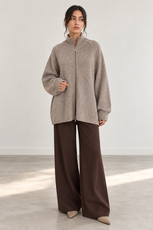DOUBLE ZIP KNIT JACKET