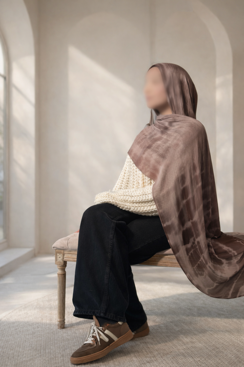 Ripple Tie-dye Hijab Mocha Blend