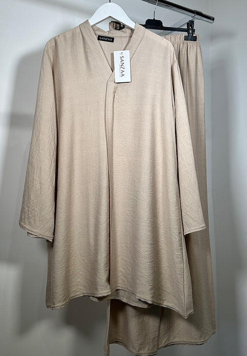NORA V-neck two piece coord set cream