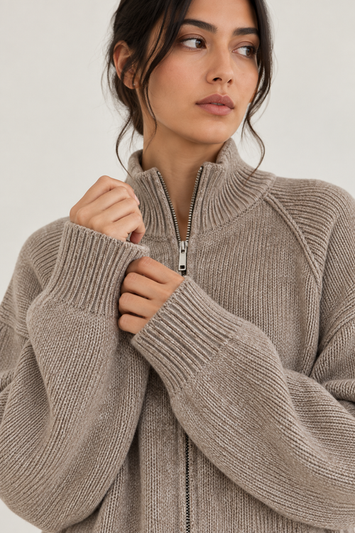 DOUBLE ZIP KNIT JACKET