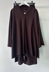 NORA V-neck two piece coord set brown