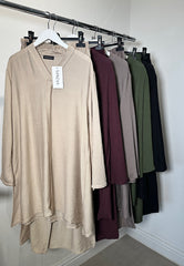 NORA V-neck two piece coord set Taupe