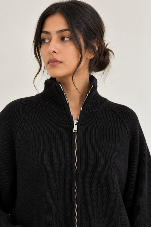 DOUBLE ZIP KNIT JACKET