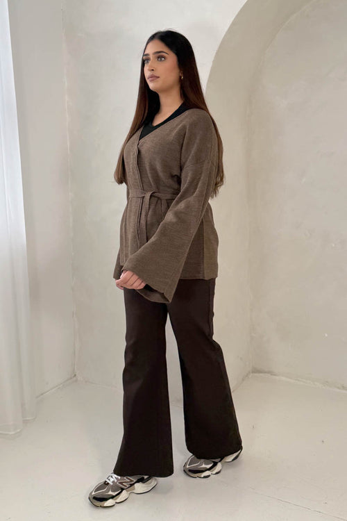 BELTED V-NECK CARDIGAN