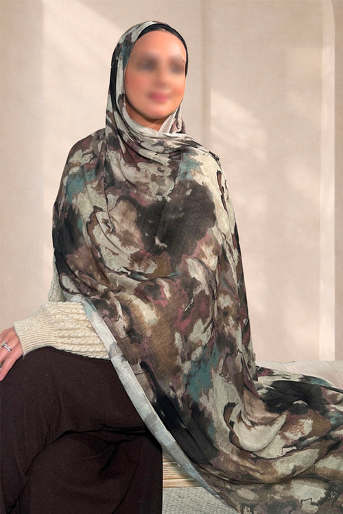 Marble Print Hijab Moss