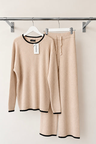 LIVA CONTRAST KNIT CO-ORD BLACK