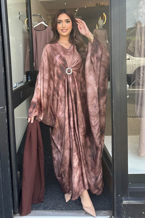 Marble Tie-Dye Kaftan Brown