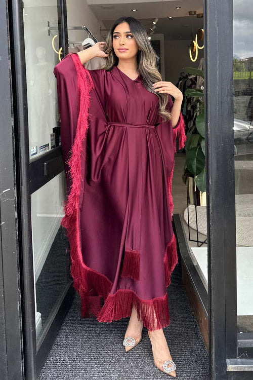 AFIA TASSEL KAFTAN BURGUNDY