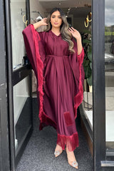 AFIA TASSEL KAFTAN BURGUNDY