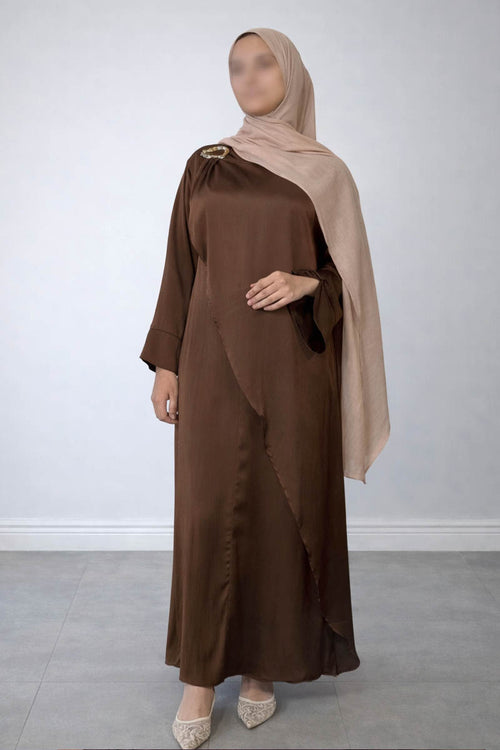 HANAYA CROSSOVER DRESS BROWN