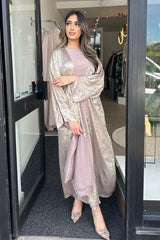 AMAL SHIMMER ABAYA SET PINK