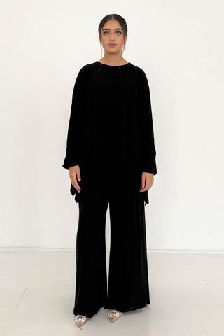 MAHIN TWO-PIECE KNIT SET BLACK