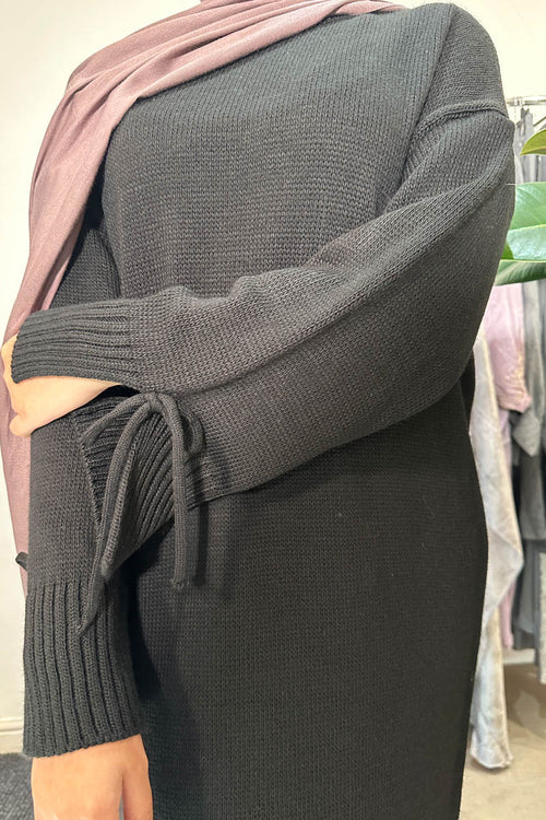 BOW SLEEVE KNIT MAXI BLACK