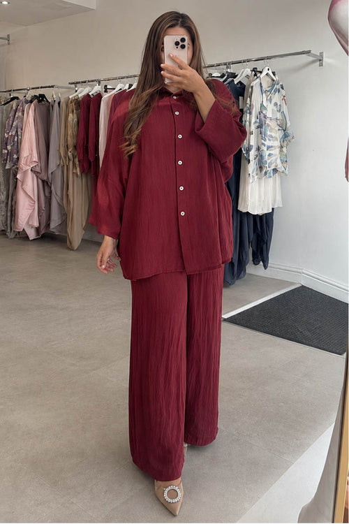ALANA LINEN BLEND COORD BERRY