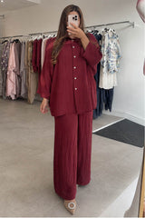 ALANA LINEN BLEND COORD BERRY