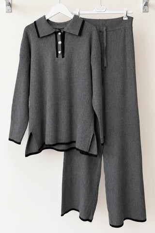 LARA CONTRSAST KNIT COORD BROWN