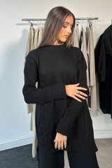 CABLE KNIT COORD BLACK