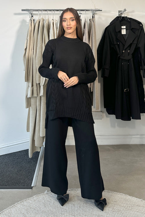 CABLE KNIT COORD BLACK