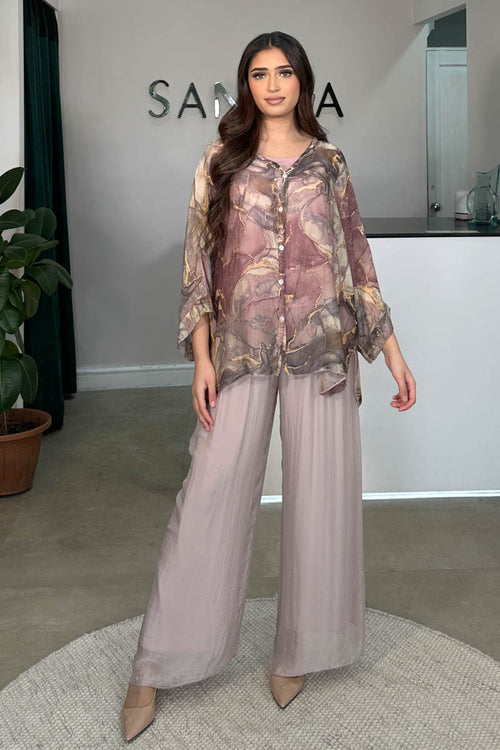ELAHI MARBLE SILK COORD PINK