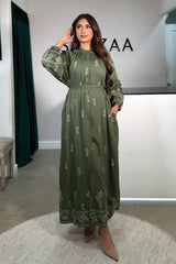 ANNA EMBROIDERY MAXI KHAKI