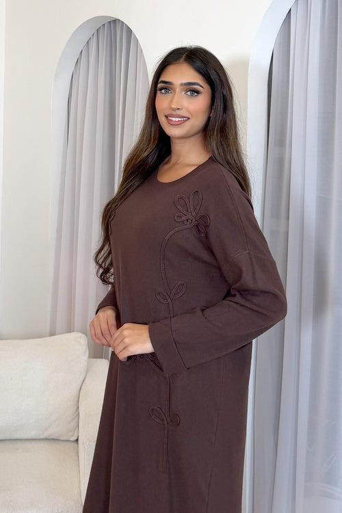 ELODIE MIDI DRESS BROWN