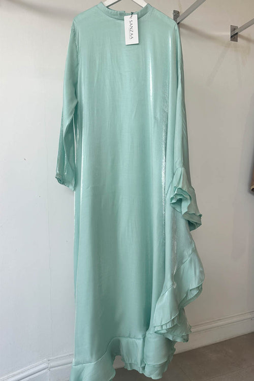 SHIMMMER FRILL KAFTAN MINT