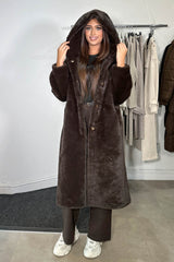 ARAM FUR COAT DARK BROWN